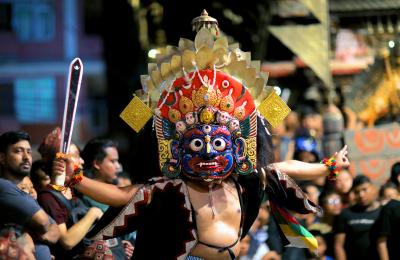 Bhaila deity performing during Layaku Bhaila 2082