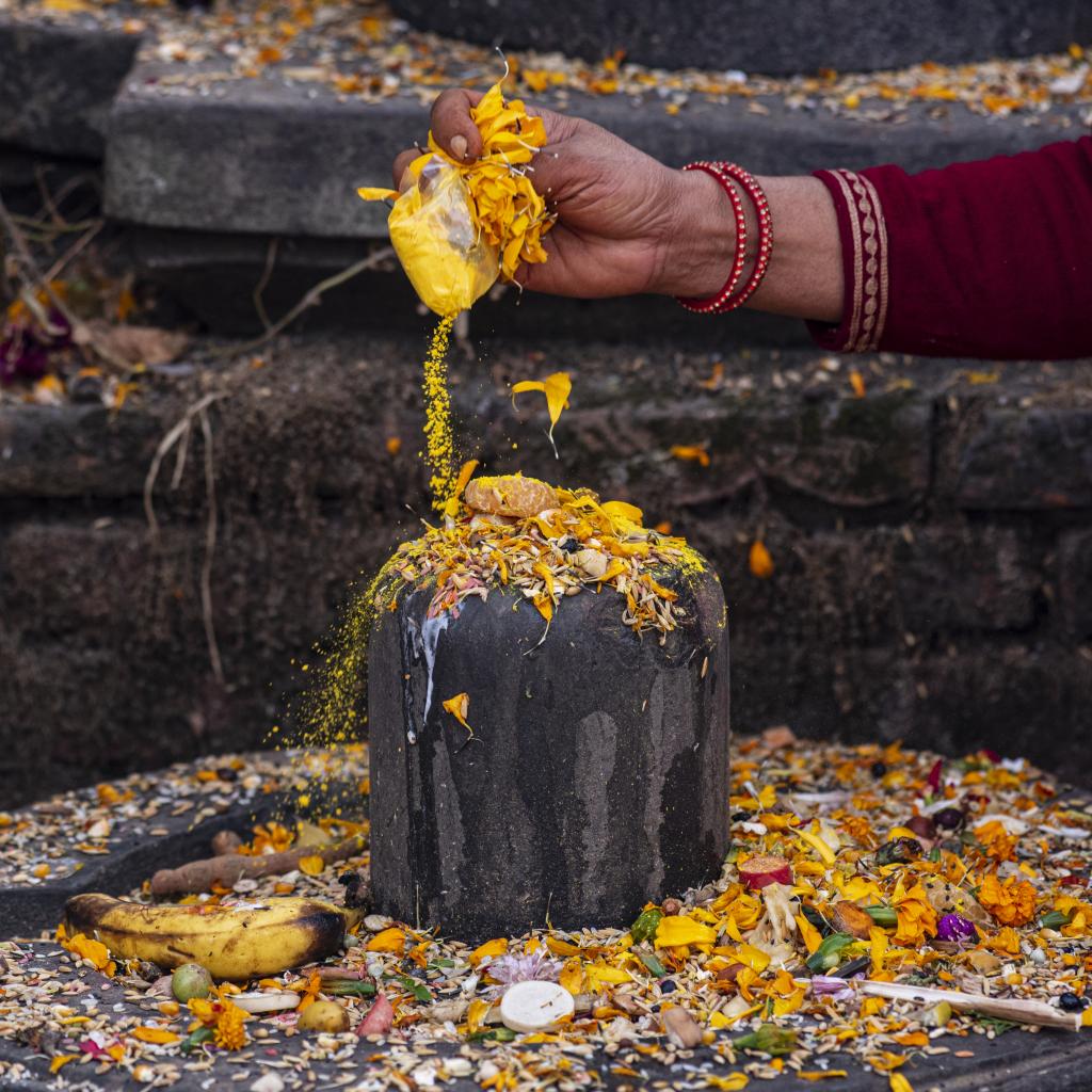 Native Powder Pray offering Yellow coloured powder - Buy Images of Nepal, Stock ...
