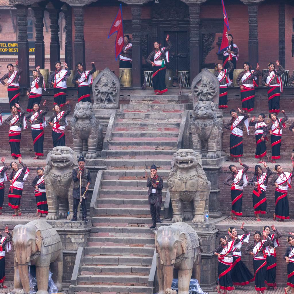 Newar community perform at Nyatapole Temple - Buy Images of Nepal ...