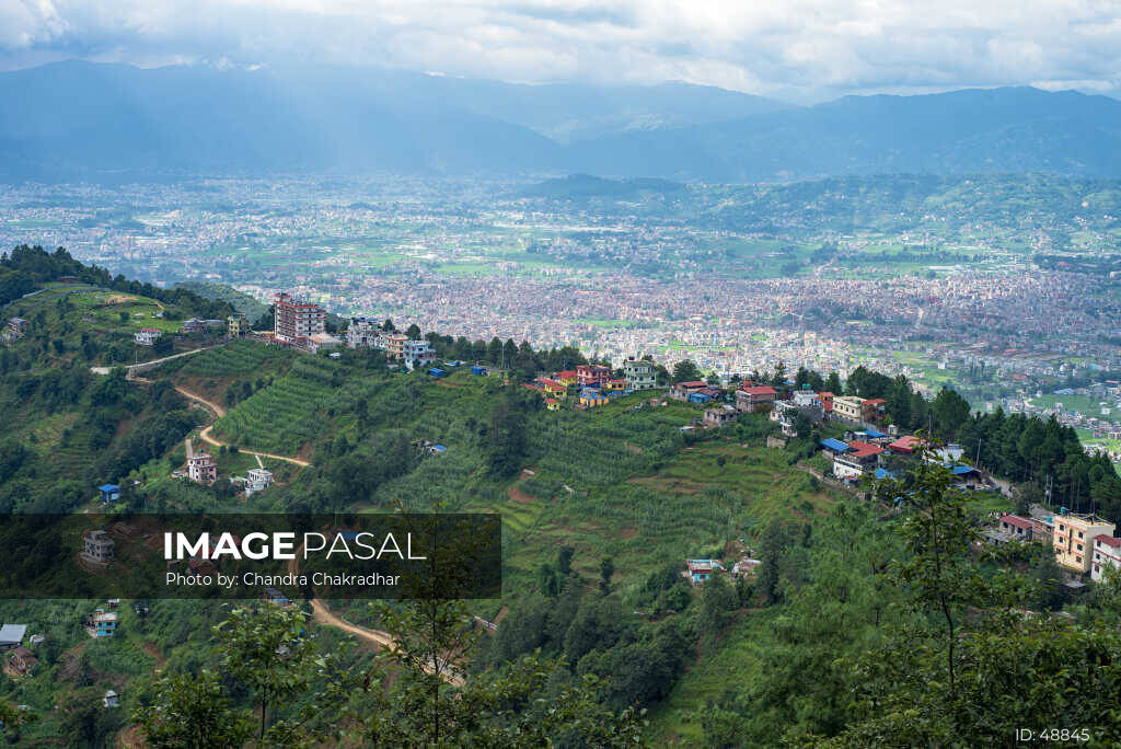 View over the Kathmandu Valley from Ghyampe Dada in Bhaktapur