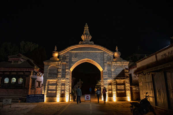 Khauma Gate at night, Bhaktapur Durbar Square