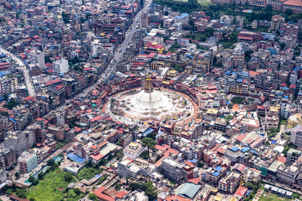aerial view of boudhanath stupa