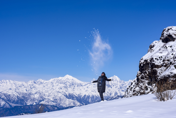 Traveler enjoying with snow at Kuri Village