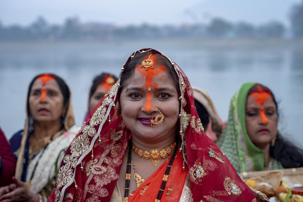Nepalese women participating Chhath Puja festival