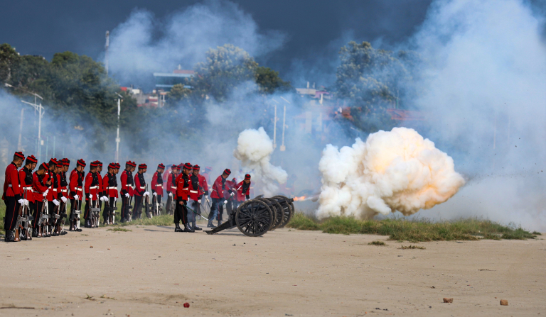 Dashain Fulpati procession at Tundikhel, Kathmandu