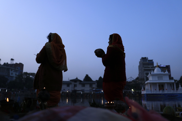 Women Praying In Chhath Festival