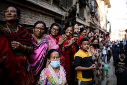 Nepalese people observing festival