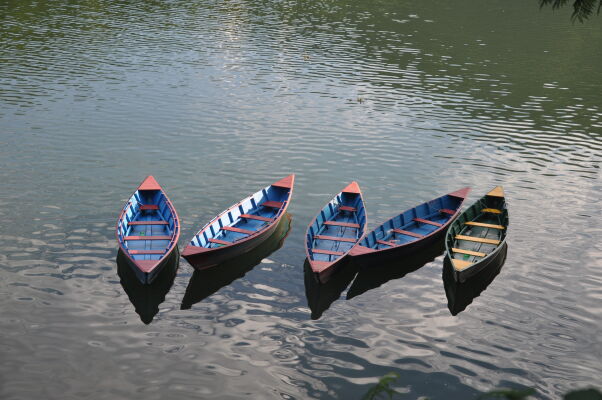 Empty boats in Phewa Lake, Pokhara