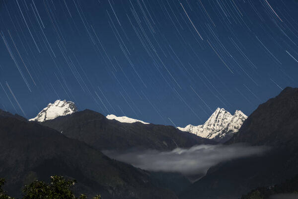 Ganesh Himal and star trails