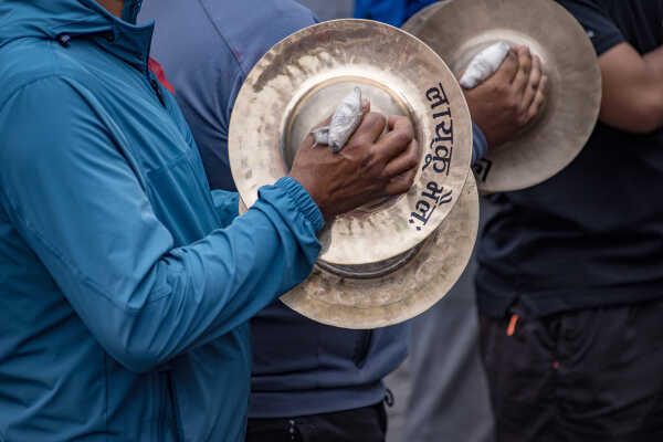 Bhushya player performing during Bhaila 2082 in Madhyapur Thimi