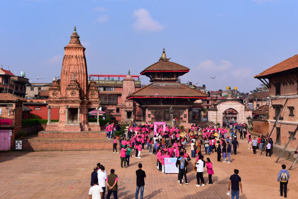Pink October 2023, a yearly breast cancer awareness rally in Bhaktapur