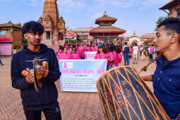 Pink October 2023, a yearly breast cancer awareness rally in Bhaktapur, Nepal, on 14th October 2023