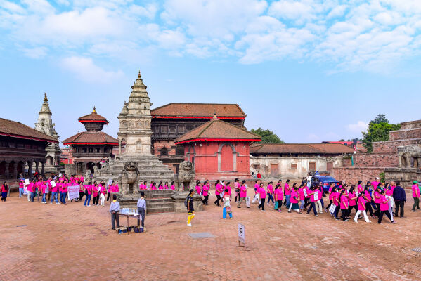 Pink October 2023, a yearly breast cancer awareness rally in Bhaktapur, Nepal, on 14th October 2023