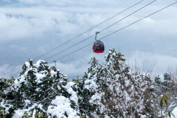 Chandragiri hills in snowfall.