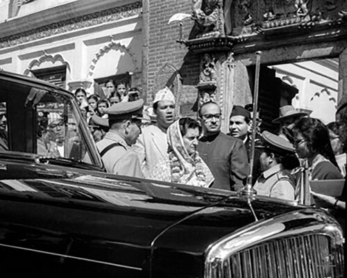 Then Indian PM Indira Gandhi at the Golden Gate, Bhaktapur