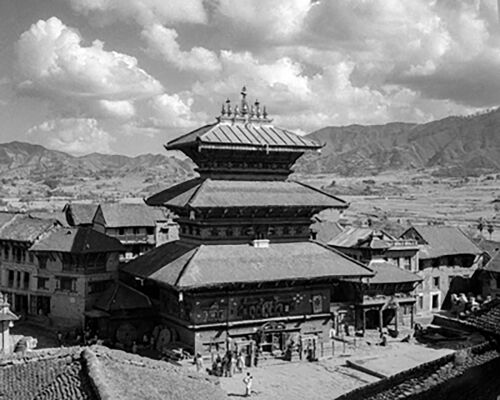 Old photo of Bhimsen Temple, Bhaktapur, Nepal