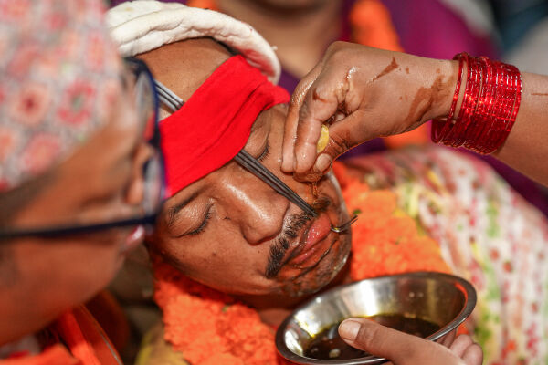 tongue piercing festival, Madhyapur Thimi