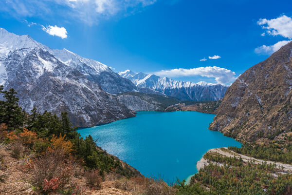 Stunning Shy Phoksundo Lake view with tranquilization Himalayas