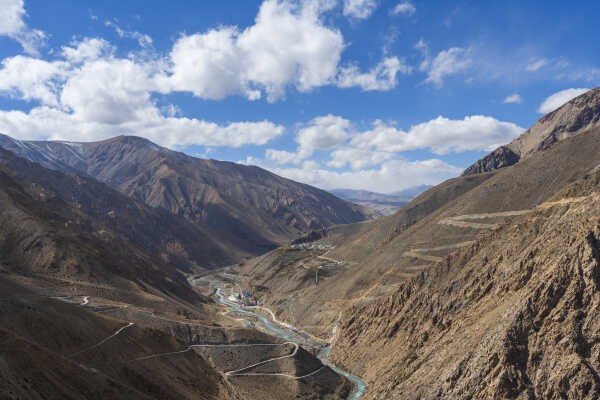 Karnali river and Hilsa, Humla, border of Nepal and Tibet (China)