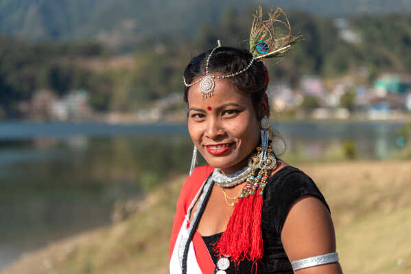 Tharu woman in her traditional costume