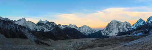 Morning panoramic view of the Himalayas