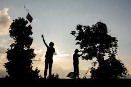 Kids Flying a Kite