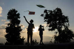 Kids Flying a Kite