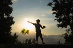 Kids Flying a Kite