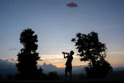 Kids Flying a Kite