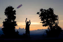 Kids Flying a Kite