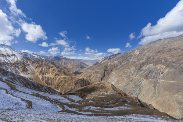 Beautiful landscape with rural road in Humla and Tibet