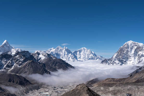 Khumbu glacier and Himalayas range view from Kalapatthar