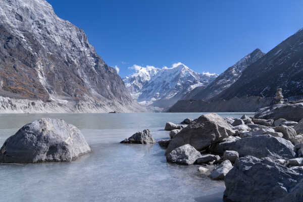 Partial forzen Tsho Rolpa Lake, Dolakha च्छो रोल्पा