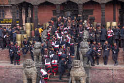 Newar community perform at Nyatapole Temple