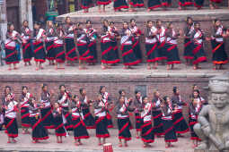Newar community perform at Nyatapole Temple