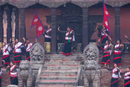 Newar community perform at Nyatapole Temple