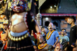 Bhaila deity performing during Layaku, Madhyapur Thimi 2082