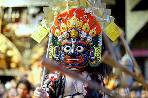 Bhaila deity performing during Layaku, Madhyapur Thimi 2082