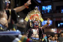 Bhaila deity performing during Layaku 2082, Madhyapur Thimi