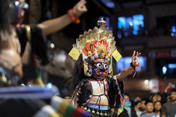 Bhaila deity performing during Layaku 2082, Madhyapur Thimi
