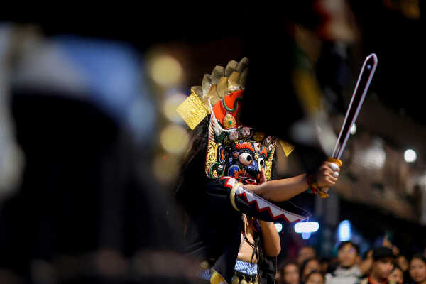 Bhaila deity performing during Layaku, Madhyapur Thimi 2082