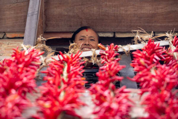 Dry Chillies and a woman
