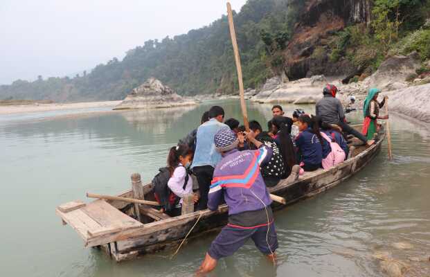 Crossing the River by Boat in Danger