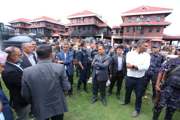 Kulman Ghising and Om Prakash Aryal Visit Ministerial Quarters