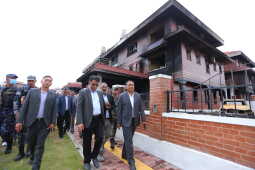 Kulman Ghising and Om Prakash Aryal Visit Ministerial Quarters