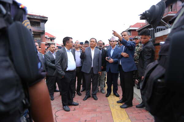 Kulman Ghising and Om Prakash Aryal Visit Ministerial Quarters
