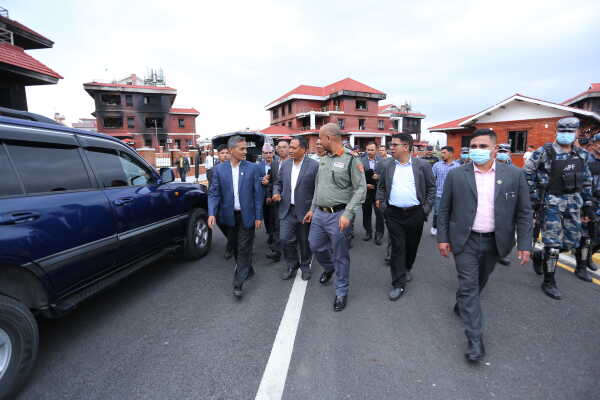 Kulman Ghising and Om Prakash Aryal Visit Ministerial Quarters