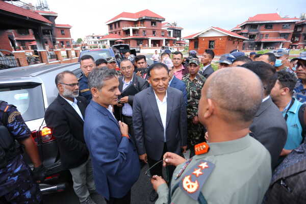 Kulman Ghising and Om Prakash Aryal Visit Ministerial Quarters