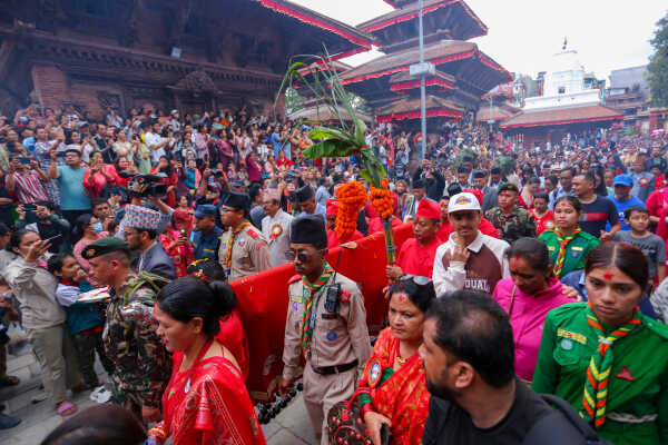 Phulpati Arrives at Dashain Ghar, Hanumandhoka, Kathmandu