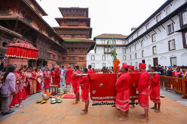 Phulpati Arrives at Dashain Ghar, Hanumandhoka, Kathmandu
